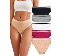 Buankoxy Women High Leg Bikini Knickers Breathable Stretch Cheeky Underwear 5 Pack(Multicolor,10)