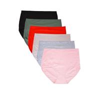 Buankoxy Women High Waist Cotton Knickers Briefs Tummy Control Underwear Soft Stretch Panties Underpants 6 Pack,Size 8 Multicolor