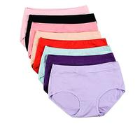 Buankoxy Women's 8 Pack Mid-Rise Stretch Knickers Cotton Panties, Assorted Colors (8 Assorted Colors,UK 8)