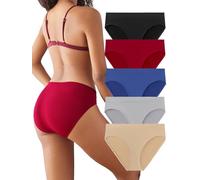 Buankoxy Womens Seamless Underwear High Cut Panties No Show Comfortable Full Coverage Cheeky 5 Pack(Multicolor,8)