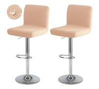 BUAOGDVG Bar Stool Cover with Backrest Waterproof Stretch High Bar Chair Cover Washable Swivel Dining Chair Cover(Beige-jaune,Lot de 2)
