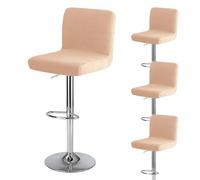 BUAOGDVG Bar Stool Cover with Backrest Waterproof Stretch High Bar Chair Cover Washable Swivel Dining Chair Cover(Beige-jaune,Lot de 4)