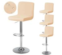 BUAOGDVG Bar Stool Cover with Backrest Waterproof Swivel Dining Chair Cover Stretch High Bar Chair Cover 4 Pieces Dark Grey(Beige-jaune,4 Pièces)
