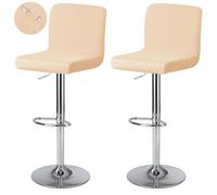 BUAOGDVG Bar Stool Cover with Backrest Waterproof Swivel Dining Chair Cover Stretch High Bar Chair Cover 4 Pieces Dark Grey(Beige-jaune,2 Pièces)