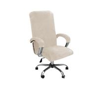 BUAOGDVG Office Chair Cover with Armrest Plush Velvet Solid Color, Removable and Durable Elastic Fabric Chair Cover for Rotating Office Chair Chair(Beige,XL)
