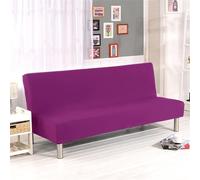 BUAOGDVG Solid Color Armless Sofa Cover 2/3 Seater Stretch Stain Resistant Sofa Bed Slipcover Non-Slip Washable Foldable Click Clack Sofa Cover(Viola Scuro,160-190cm)
