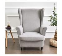 BUAOGDVG Strandmon 2-Piece Stretch Wingback Sofa Slipcover, Solid Color Jacquard Thicken Single Seater Sofa Cover with Cushion Cover, Washable, for Living Room Bedroom(Grigio)
