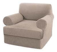 BUAOGDVG Stretch Sofa Covers with Separate T-Shaped Cushion Covers Washable Sofa Slipcover Replacement for Jacquard Sofa Cover with Elastic Bottom(Cachi,Poltrona)