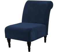 BUAOGDVG Velvet Chair Covers, High Stretch Armless Chair Slipcovers for Living Room, Luxury Thick Velvet Chair Covers, Modern Furniture Protector with Elastic Bottom(Navy)