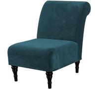 BUAOGDVG Velvet Chair Covers, High Stretch Armless Chair Slipcovers for Living Room, Luxury Thick Velvet Chair Covers, Modern Furniture Protector with Elastic Bottom(Deep Teal)