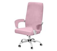 BUAOGDVG Velvet Office Chair Cover with 2 Armrest Protectors, Washable Elastic Seat Cover for Swivel Computer Office Chair, Removable Durable(Rosa,Medium)