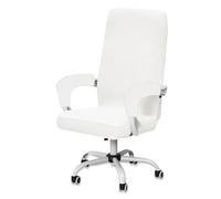 BUAOGDVG Velvet Office Chair Cover with 2 Armrest Protectors, Washable Elastic Seat Cover for Swivel Computer Office Chair, Removable Durable(Bianco,Large)