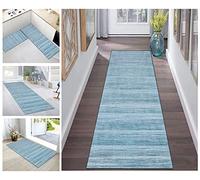 Buatisf Corridor Rug Hallway Runner Rug Runner Hallway Non-Slip Blue Corridor Kitchen Rug Washable Sold by the Metre Long Carpet Runner for Corridor Bedroom Living Room Polyester Sold by the Metre