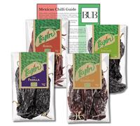 BUB Mexican Chilli Gift Pack - 4-Pack of 75g Tajin Chillies - Dried Chillies: Ancho, Guajillo, Arbol, Pasilla with Included Mexican Sauce Recipes & Chilli Guide (4 Pack)