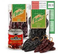BUB Mexican Chilli Gift Pack - Dried Ancho & Guajillo Chillies + Chipotle in Adobo (La Costeña) 199g | Includes Tajín Chilli Products | Birria, Tacos & Mole Kit | Recipe Guide Included (3 Pack)