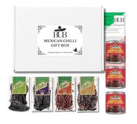 BUB Mexican Chillies Gift Set - Includes Ancho, Pasilla, Arbol & Guajillo (75 g) plus La Costeña Chipotle in Adobo & Recipe Card - Gourmet Gift Hamper (7 Pack)