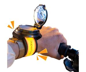 Bub-up Superbikero Mirror and blinker bracelets designed for cycling with teady or blinking LED signal Single version