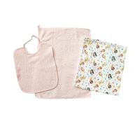 Bubabù Sebastian 3-Piece Nursery Set, Terry Cloth Bib with Elastic Band, 27 x 32 cm, Towel 38 x 50 cm and Bag 32 x 37 cm, Cotton, 100% Made in Italy (Fuxia), mermaid, Unica bambino