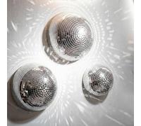 Bubaxuce 3 Piece Disco Wall Decorations 10/15/20cm, Mirror Ball, Glitter Decor, Silver Half Disco Balls for Retro Disco Parties, Room Decoration and Festive Birthday Celebrations