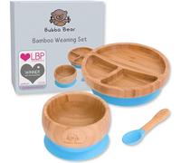 Bubba Bear ® Baby Bamboo Suction Bowl, Plate & Spoon Set | Stay Put Toddler Led Feeding Bowls & Plates | Guide to Weaning eBook