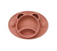 Bubba Bear® Baby Toddler Suction Placemat Plate Set | Stay Put Feeding Mat Plates for with Divider Sections for Weaning Babies | Non Slip Silicone Tray Cup Placemats for Kids | Easy for Travel (Clay)