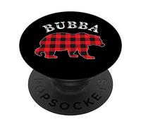 BUBBA Bear RED Black Buffalo Plaid Mama Checkerboard Pattern PopSockets Swappable PopGrip