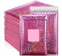 Bubble Bag 30Pcs Holographic Bubble Mailer Mailing Envelope Thicken Protection Waterproof Padded Envelopes Pack Bag for Shipping for Packaging(Rose red,18 * 23cm)