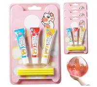 Bubble Balloons, Plastic Bubbles with Straw, 4 Sets Safe & Fun Blow Plastic Bubbles for Kids, Portable for School, Party, Indoor, Outdoor, Birthday Gifts