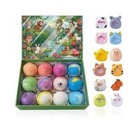Bubble Bath - 12 Pieces Cleansing Ball Foam, High-Grade Synthetic Accessory Case, with Animal Toys | for Women Wife Men Grandma Girls Youth Family Home Travel Shower Pack Odor Rough Skin Care