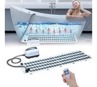 Bubble Bath Mat with 6-Speed Adjustment, Portable Massage Mat for Bathtub, Inflatable Pillow, Remote Control, Non-Slip Base