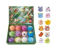 Bubble Bath - Twelve Piece Fragrance Set, Cleaning Set, Foam Salt Ball with Animal Toy Inside, Rich Bubbly Ball, Softening Formula for Rough Skin, Bath Gift for Women, Mother, O