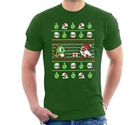 Bubble Bauble Bobble Christmas Knit Pattern Men's T-Shirt Bottle Green