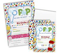 Bubble Birthday Party Invitations, 20 5"x7" Fill In Cards with Twenty White Envelopes by AmandaCreation