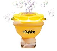 Bubble Blower Kids, Portable Automatic Bubble Machine, 6 Inches Flower Bubbles Toy with Lighting Feature, Construction with Anti-Slip Base, Backyard Park Beach Party Wedding Vacation Camping