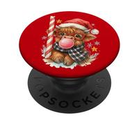 Bubble Blowing Highland Cow Christmas Cute Holiday PopSockets Adhesive PopGrip