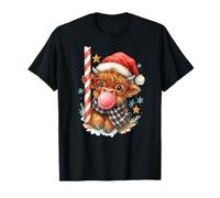 Bubble Blowing Highland Cow Christmas Cute Holiday T-Shirt