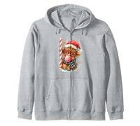 Bubble Blowing Highland Cow Christmas Cute Holiday Zip Hoodie