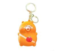 Bubble Blowing Keychain, Cute Cartoon Stress Relief Decompression Squeezing Musical Keychain for School Bag Car Gifts(Rosy)