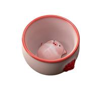 Bubble Blowing Pig Teapet, Ceramic Teacup with Bubble Ornament & Gift Box, Cute Tea Ceremony Accessory Set,C