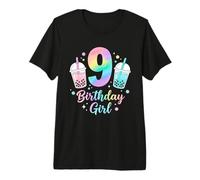 Bubble Boba Tea Sweet 9 Years Old 9th Birthday Girls Premium T-Shirt