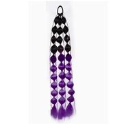 Bubble Braided Ponytails Hair Extensions, Synthetic Braided Wig, Comfortable And Durable, Easy To Operate For Dances Weddings And Dates(Black+Dark Purple)