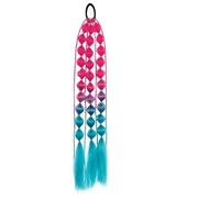 Bubble Braided Ponytails Hair Extensions, Synthetic Braided Wig, Comfortable And Durable, Easy To Operate For Dances Weddings And Dates(Peach+Lake Blue)
