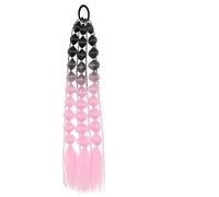 Bubble Braided Ponytails Hair Extensions, Synthetic Braided Wig, Comfortable And Durable, Easy To Operate For Dances Weddings And Dates(Black+Light Pink)