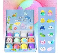 Bubble Buddies,12-Piece Ocean Surprise Toy Bath Bomb Set,Natural Bubble Treasure Gift Set with Mega Bubbles & Surprise, Gentle On Sensitive Skin,for Boys & Girls (A)