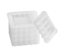Bubble Candle Mold, 3D Silicone Cube, Square Resin Plaster Storage Box Reusable Diy Craft Tool, for Gypsum Epoxy Resin Candle Making Home Decor Handmade Gift Project Kit 3.54 x 3.54 x 2.6 inches