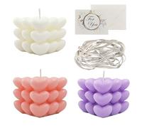 Bubble Candles, 3PCS Cube Scented Candle, Soy Wax Scented Aromatherapy Candle, Heart Shaped Candle for Cute Minimalistic Room Decor, Gifts for Valentine's Day, Anniversary, Birthday