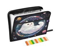 Bubble Cat Planetarium Dark Accordion File Organizer Portable Expanding File Folder with Safe Zipper & Colorful Labels for A4 Papers Important Document Storage