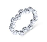 Bubble Circle Geometric Zig Zag Cubic Zirconia Bezel Band CZ Eternity Ring For Women 925 Sterling Silver ring_size: T