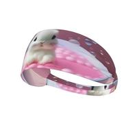 Bubble Cream Bunny Bath Elastic Sports Headband Soft Breathable Fast Sweat Absorption for Womenâ€™s Yoga Running Fitness Stay Dry