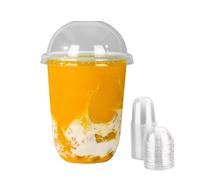 Bubble Crush Plastic Smoothie Cups with Dome Lids - 17oz Pack of 50 | Strong Clear Disposable Cups for Milkshakes, Smoothies, Iced Coffee, Slushies & Bubble Tea